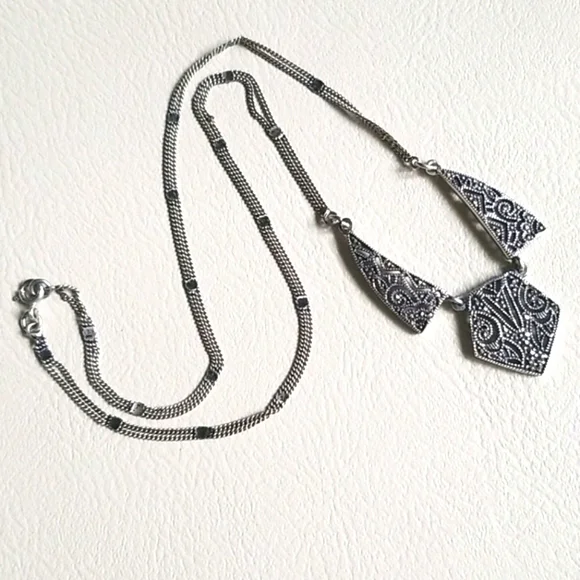 Vintage Art Deco 1920s Marcasite Sterling Silver Pendant Necklace - Picture 13 of 16